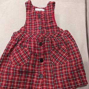Red plaid pinafore dress